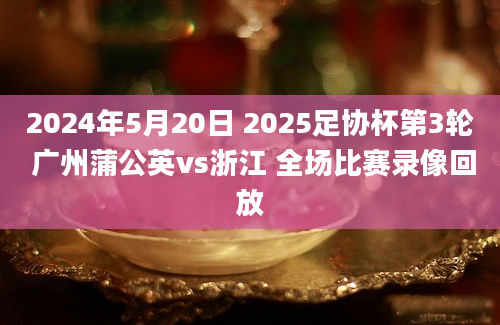 2024年5月20日 2025足协杯第3轮 广州蒲公英vs浙江 全场比赛录像回放