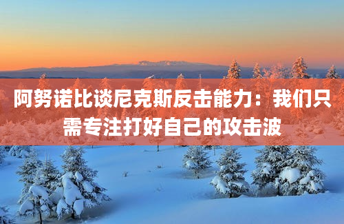 阿努诺比谈尼克斯反击能力：我们只需专注打好自己的攻击波