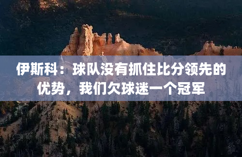 伊斯科：球队没有抓住比分领先的优势，我们欠球迷一个冠军